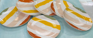 Colorful Shiny Dessert Plate Set  Diameter 8 inches 6 Pieces Set