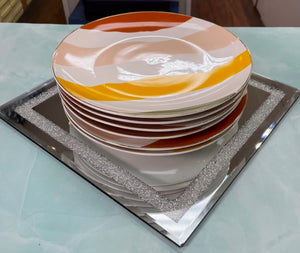 Colorful Shiny Dessert Plate Set  Diameter 8 inches 6 Pieces Set