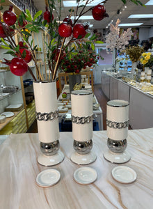 Flower Vase and Candle Holder set(Silver)