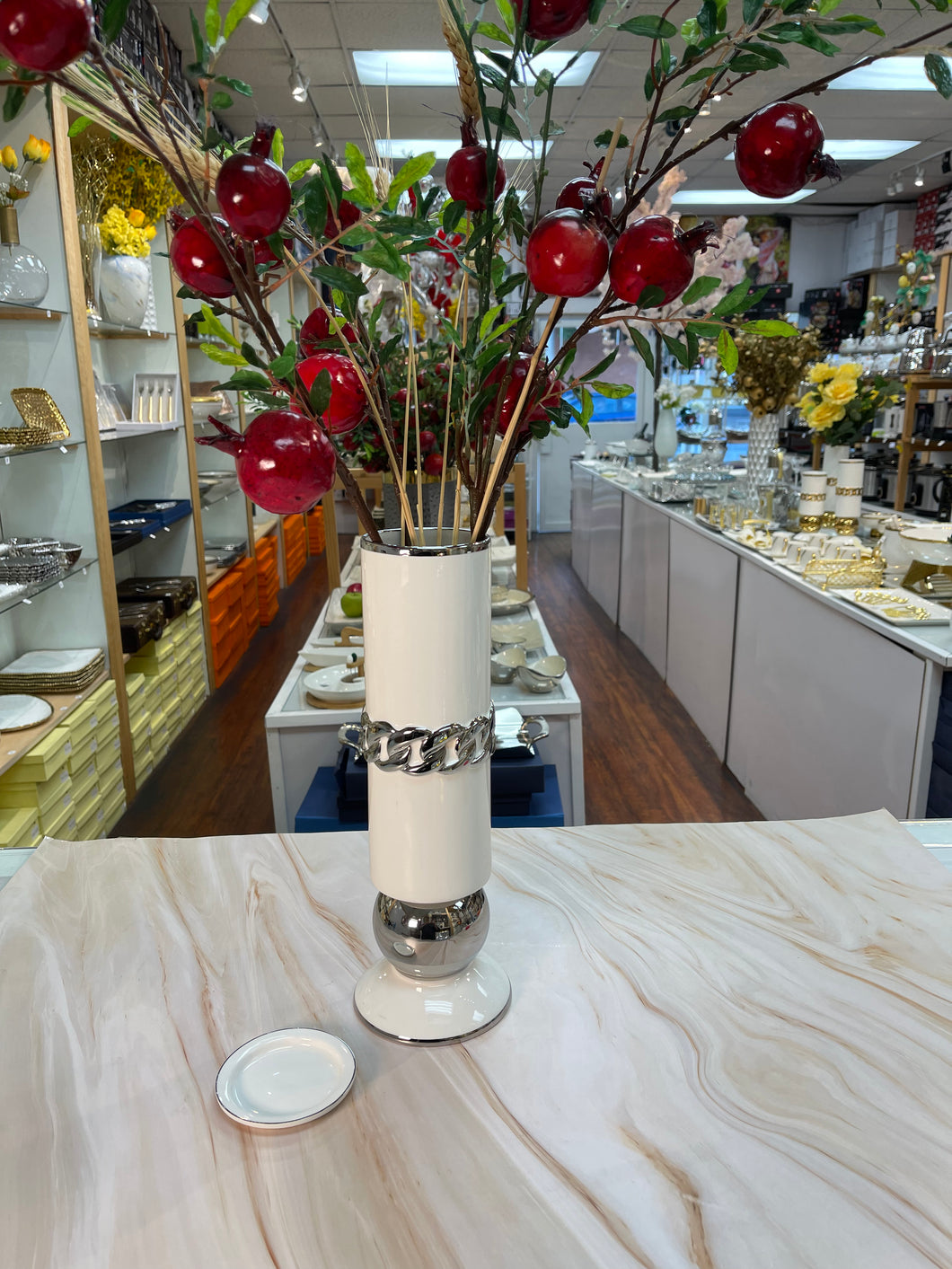 White/Silver Candle Holder &Flower Vase