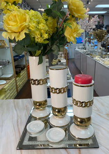 Flower vase and Candle holder set (Gold)
