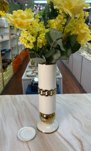 White /Gold Candle Holder & Flower Vase