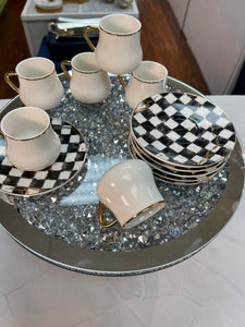 Checkered Saucers /Coffee Cup set (6)