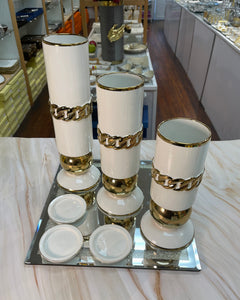 Flower vase and Candle holder set (Gold)