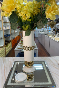 White/Gold Candle Holder &Flower Vase