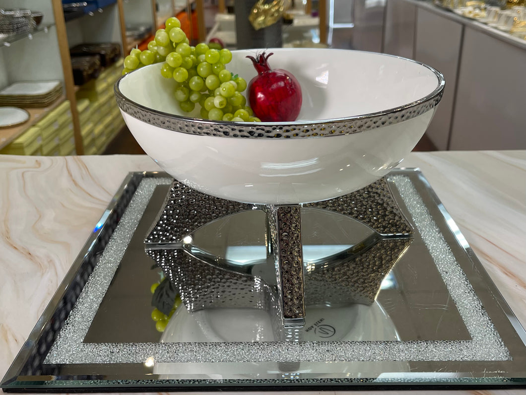New Design Stand Fruit Bowl (Silver ,White)