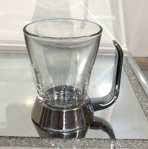 Metal glitter Silver handle Tea Cup Set 6