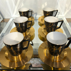 High Quality Coffee Cup Set (Black /Gold)