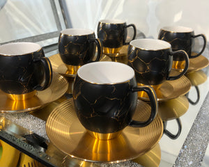 High Quality Coffee Cup Set (Black /Gold)