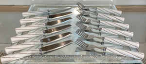 12 PCS Stainless Steel Cutlery Set Ceramic Handle(S)
