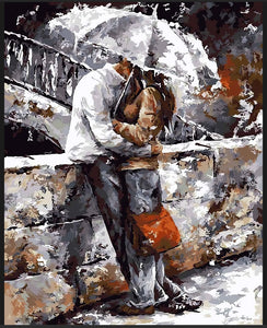 Romantic Couple In The Rain