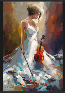 White Dressed Violin Girl
