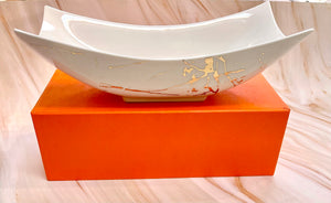 Porcelain Fruit Bowl  (13",H 4") Marble Design