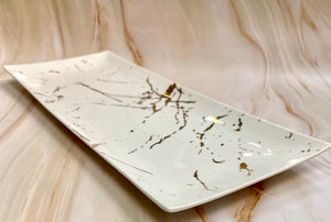 Porcelain Rectangle Platter (16".6") Marble Design