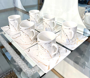 Porcelain Coffee Cup Set (6 sets) Marble Design (145ml)(C1)