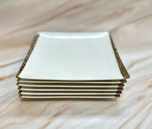 Load image into Gallery viewer, Dinner Plates set(6 PC) White Porcelain 10&quot; With Gold Rim

