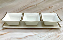 Load image into Gallery viewer, 4 Pieces Set Platter With Bowls ,White /Gold
