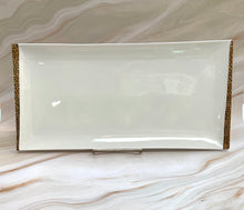 Load image into Gallery viewer, Porcelain Rectangle Platter (16&quot;/7.5&quot;) White/Gold (WG)
