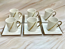 Load image into Gallery viewer, Porcelain Coffee Cup set(6 sets) ,White/Gold (145ml)
