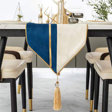 Load image into Gallery viewer, luxury Velvet Table Runner /Gold Leather Patchwork  82 /12inches
