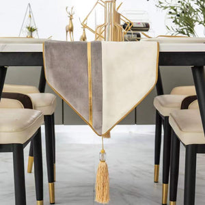 luxury Velvet Table Runner /Gold Leather Patchwork    82 /12inches