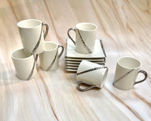 Load image into Gallery viewer, Porcelain Coffee Cup set(6 sets) ,White/Silver (145ml)
