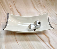 Load image into Gallery viewer, Porcelain Fruit Bowl (13&quot;. H:4&quot;) White /Silver
