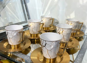 High Quality Coffee Cup Set (White /Gold)