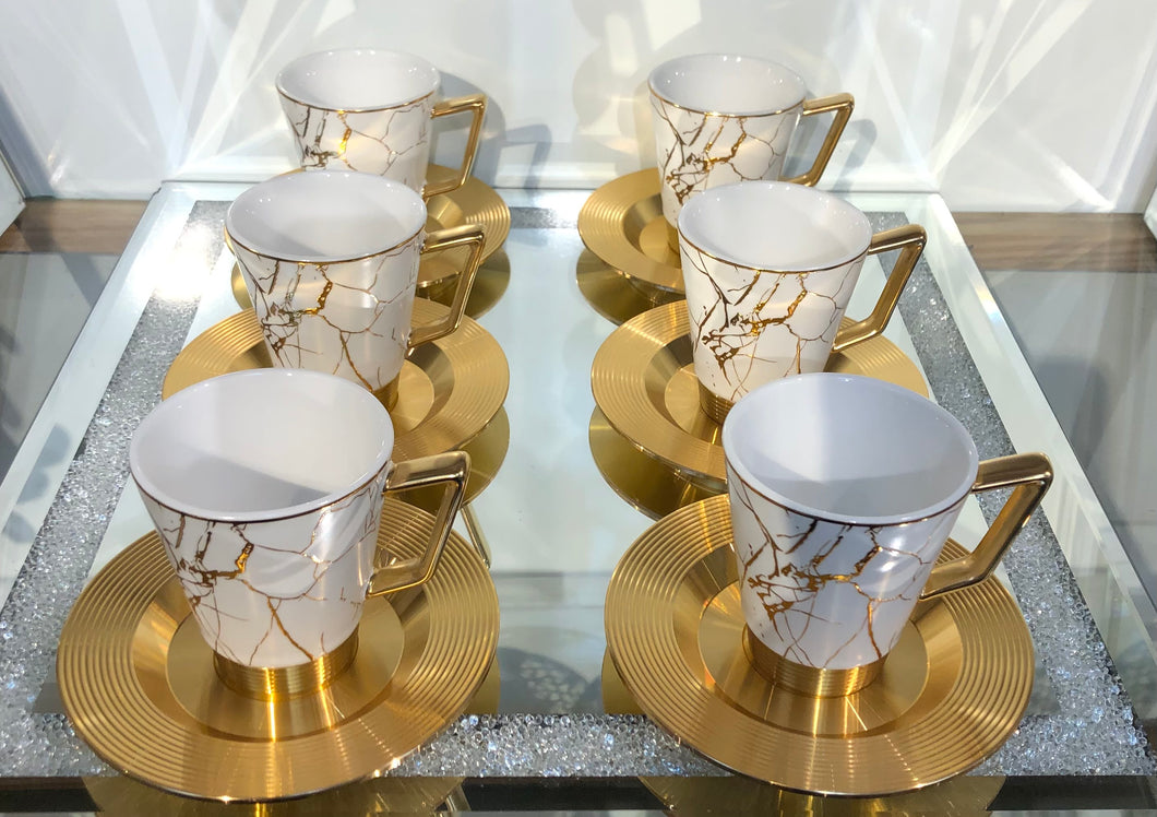 High Quality Coffee Cup Set (White /Gold)
