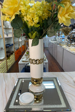 Load image into Gallery viewer, White /Gold Candle Holder &amp; Flower Vase
