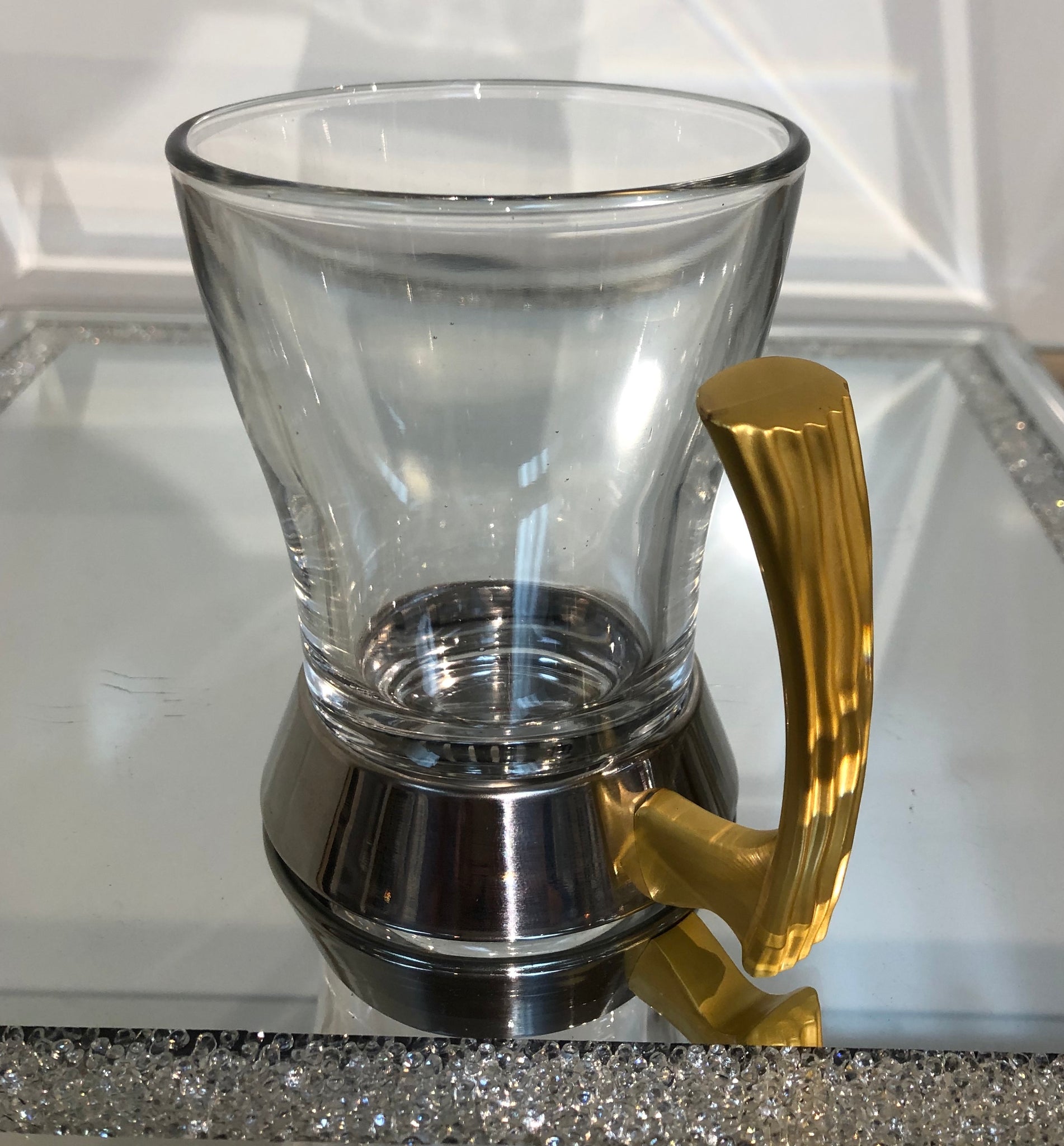 Six Cup Gold Glass Handle Set