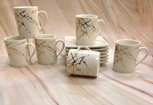 Porcelain Coffee Cup Set (6 sets) Marble Design (145ml)(C1)