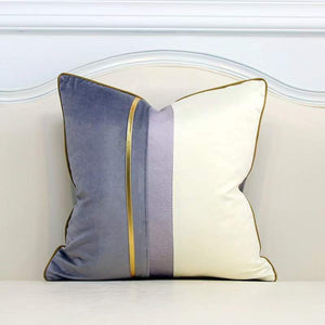 luxury large Sofa Plaid silver &gold, Velvet Pillow Cover(GREY)